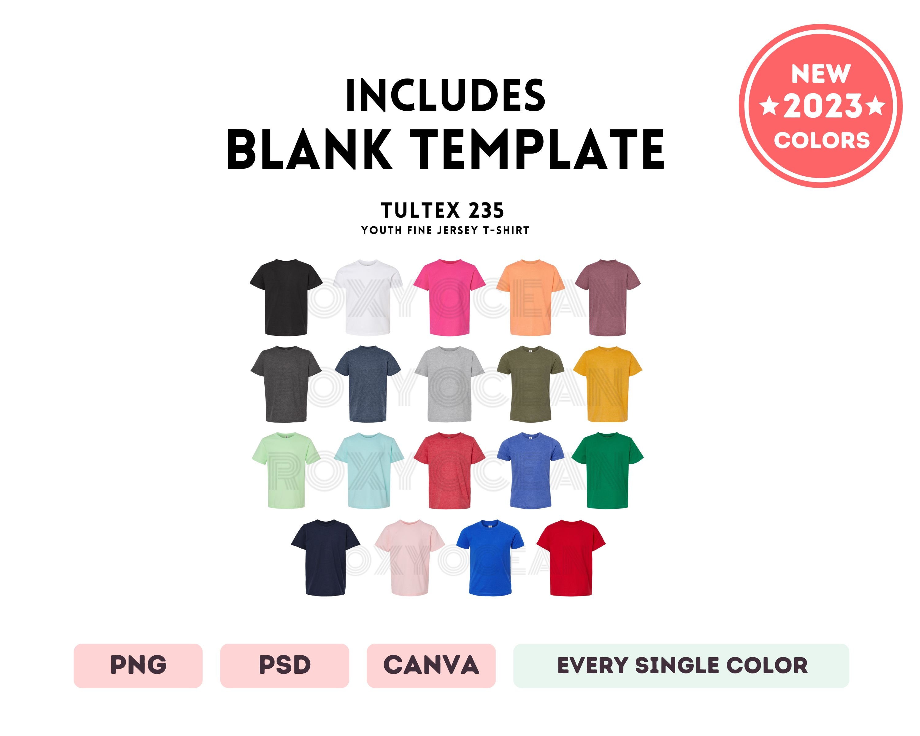 Tultex 235 Color Size Chart EDITABLE Canva Template 235 Youth Fine ...