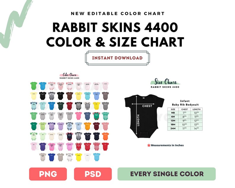 Rabbit Skins 4400 Color Chart Digital File Color and Size - Etsy
