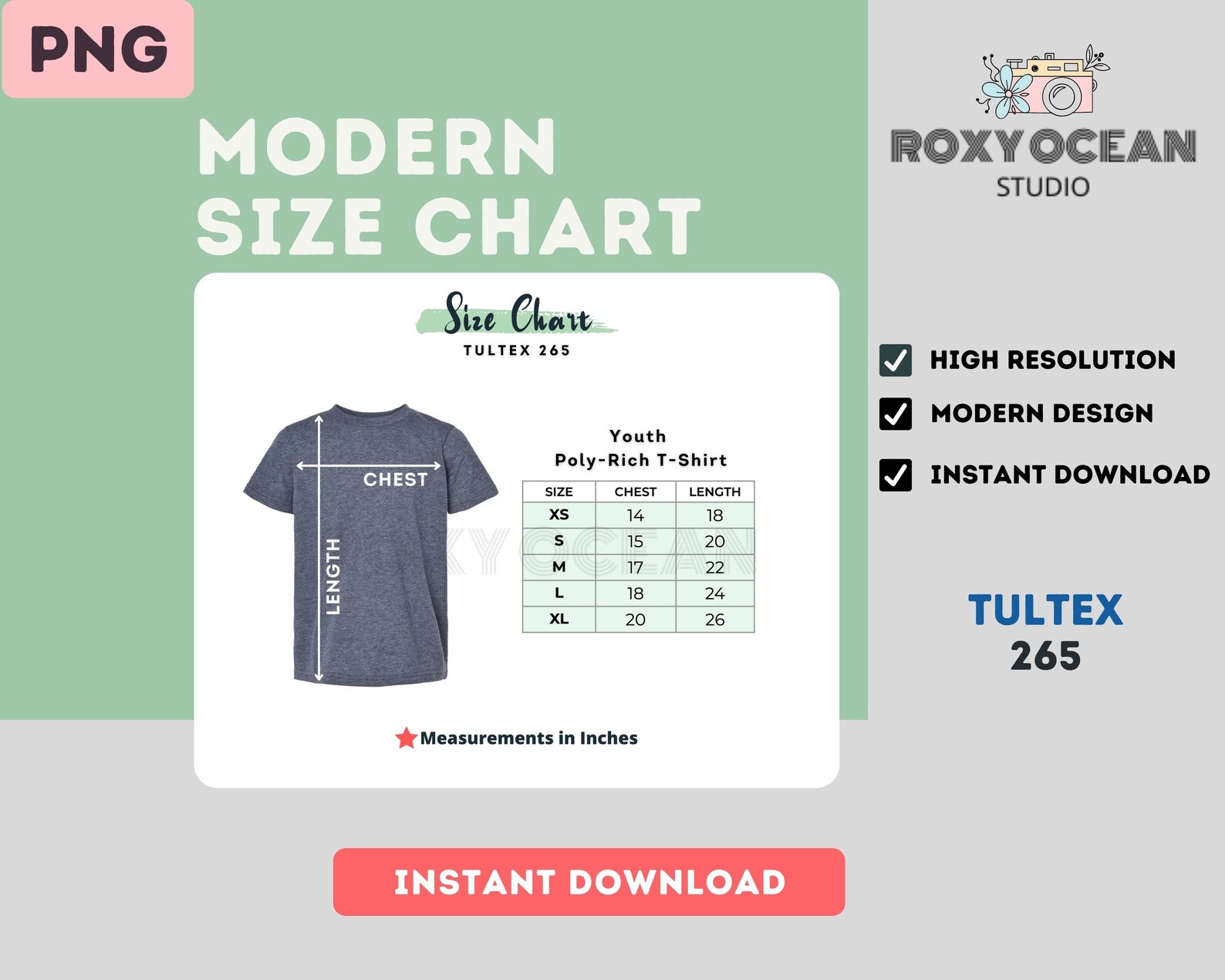 Tultex 265 Color Chart 265TC Color and Size Chart Digital Etsy