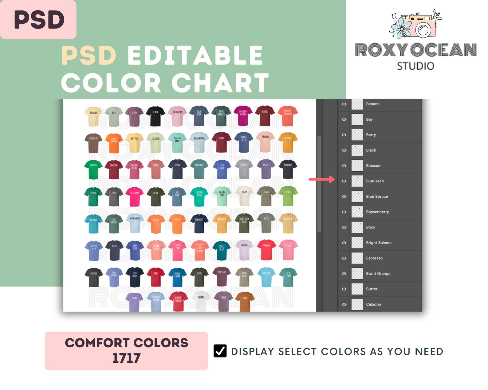 Comfort Colors 1717 Color + Size Chart | EDITABLE Canva Template | 1717 ...