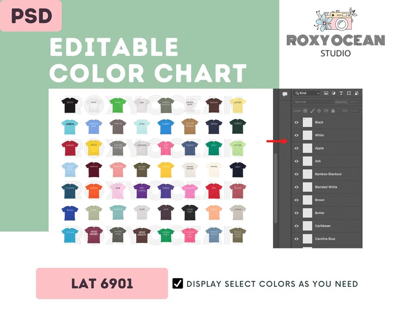 LAT 6901 Color Chart 6901 Size Chart Digital File Color - Etsy