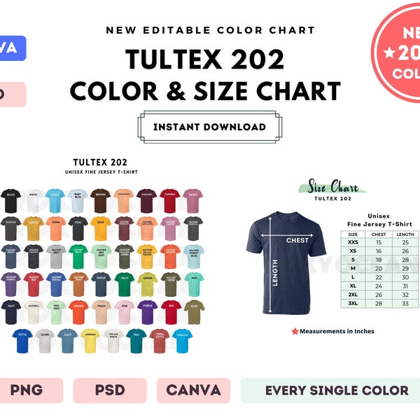 202tc Tultex Color Chart Etsy