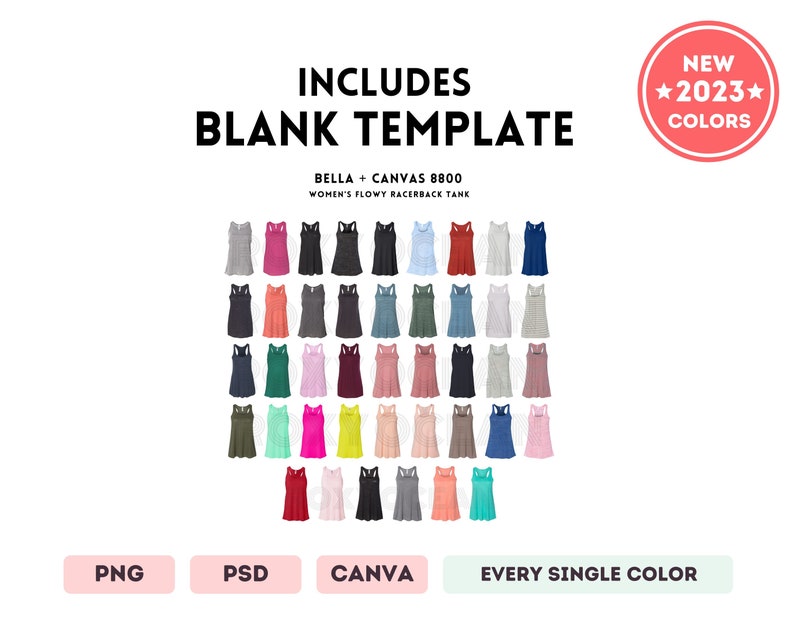 Bella Canvas 8800 Color Size Chart EDITABLE Canva Template - Etsy