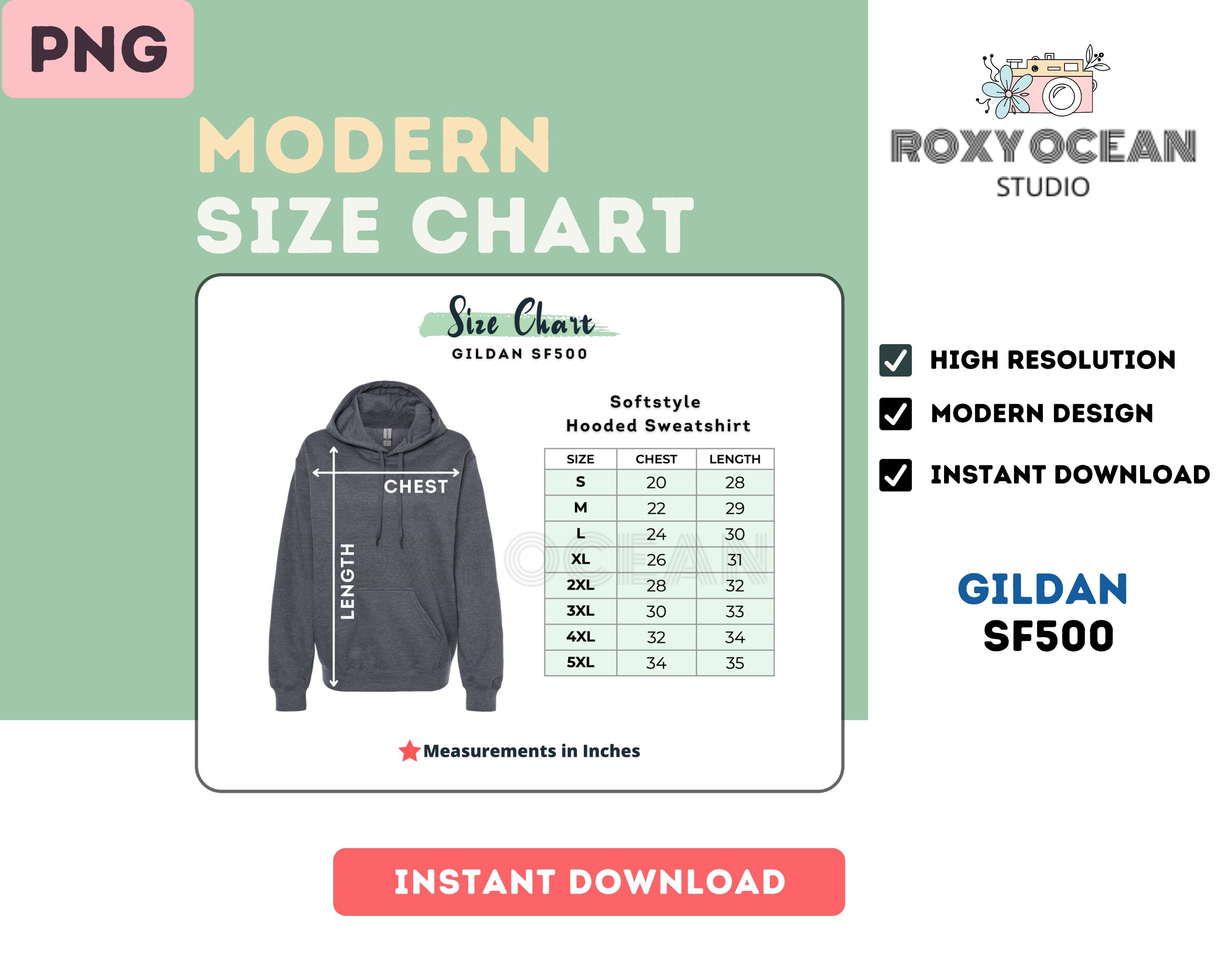 SF500 Color Size Chart EDITABLE Canva Template SF500 Softstyle Hooded ...