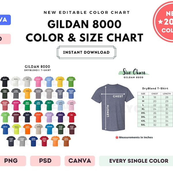 G800 Gildan Color Chart - Etsy