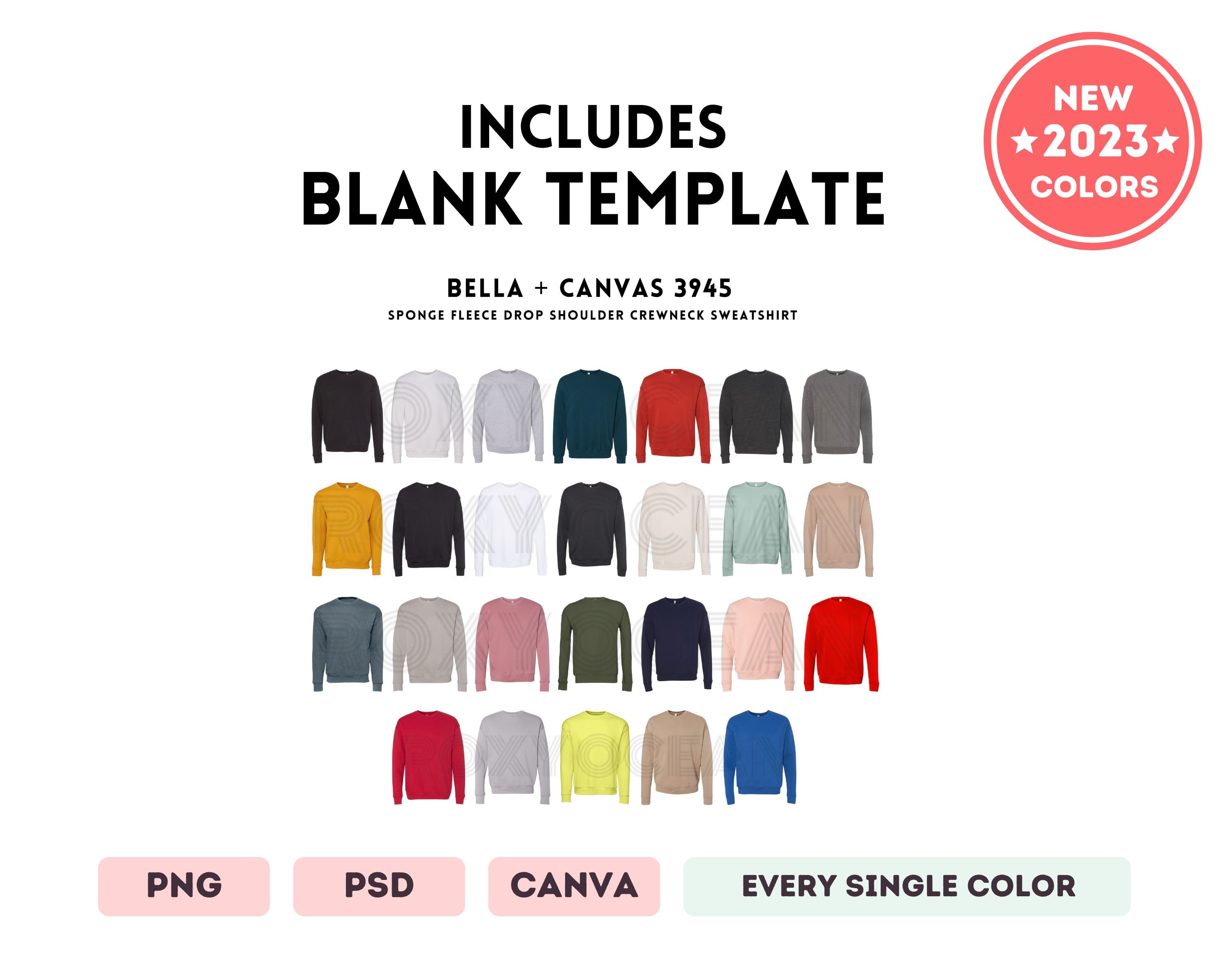 Bella Canvas 3945 Color Size Chart EDITABLE Canva Template - Etsy Australia