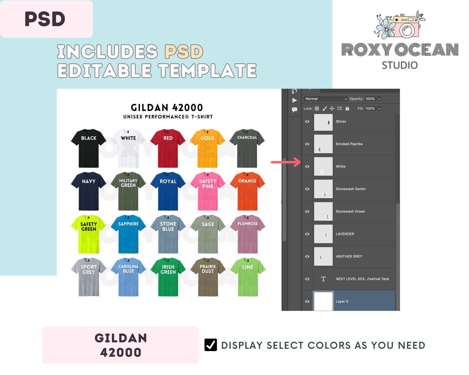 G420 Color + Size Chart | EDITABLE Canva Template | Gildan 42000 Unisex ...