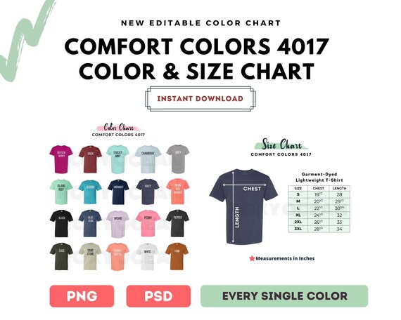 Comfort Colors 4017 Color Chart Digital 