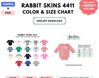 Rabbit Skins 4411 Color Size Chart EDITABLE Canva Template