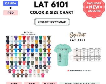 LAT 6101 Color + Size Chart | EDITABLE Canva Template | 6101 Youth