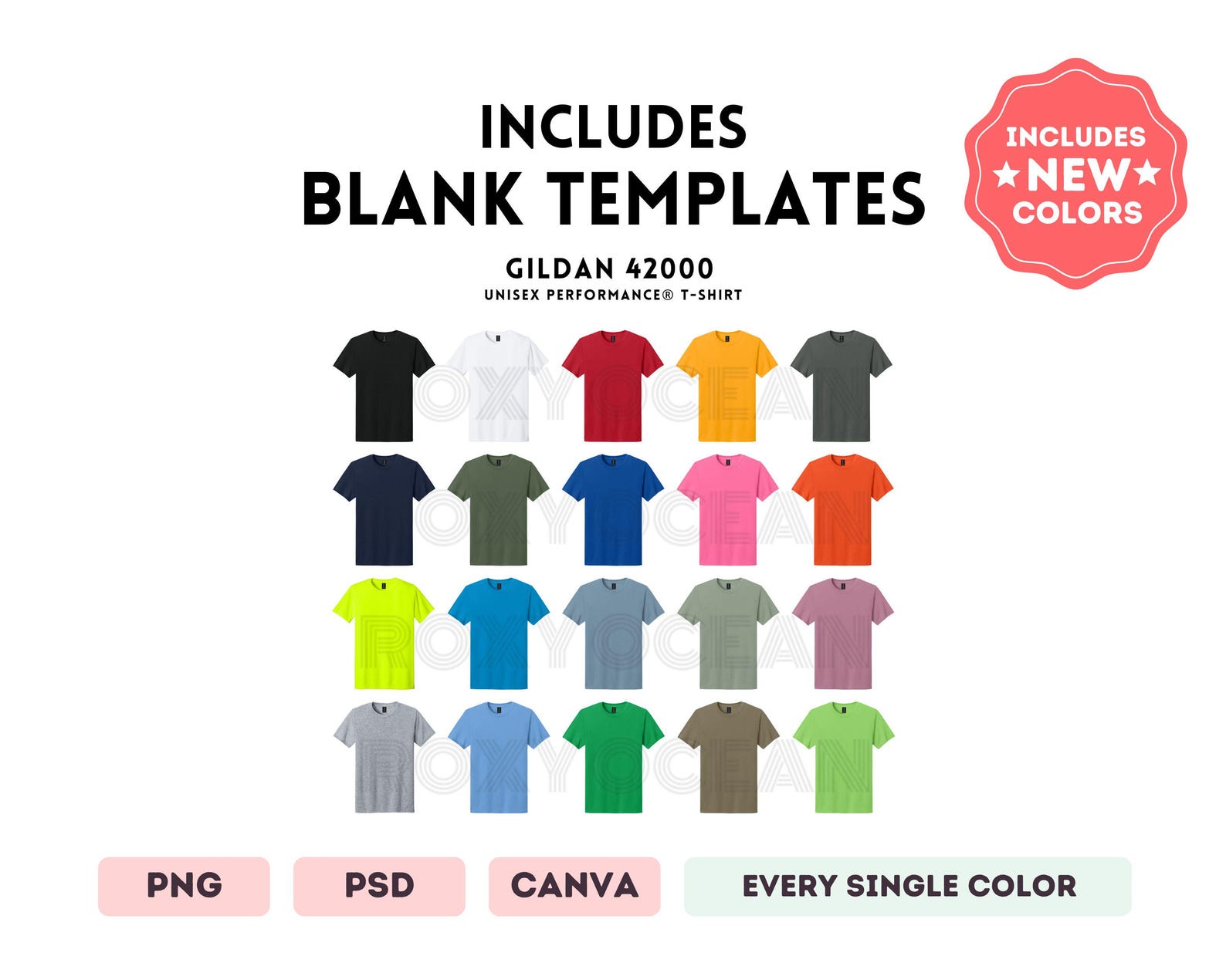 G420 Color + Size Chart | EDITABLE Canva Template | Gildan 42000 Unisex ...