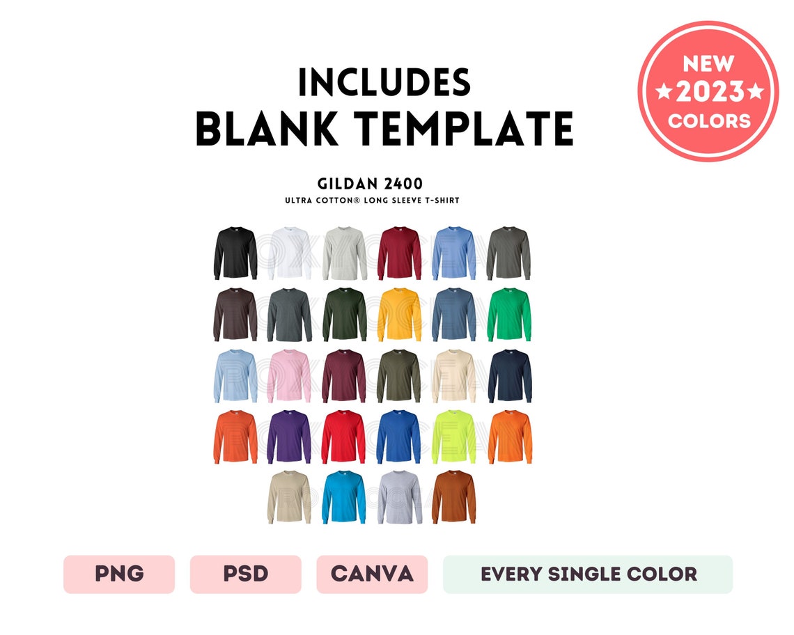 G240 Color Size Chart EDITABLE Canva Template G240 Long - Etsy