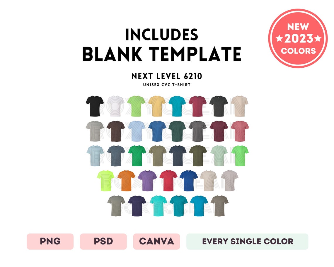 Next Level 6210 Color Size Chart EDITABLE Canva Template - Etsy