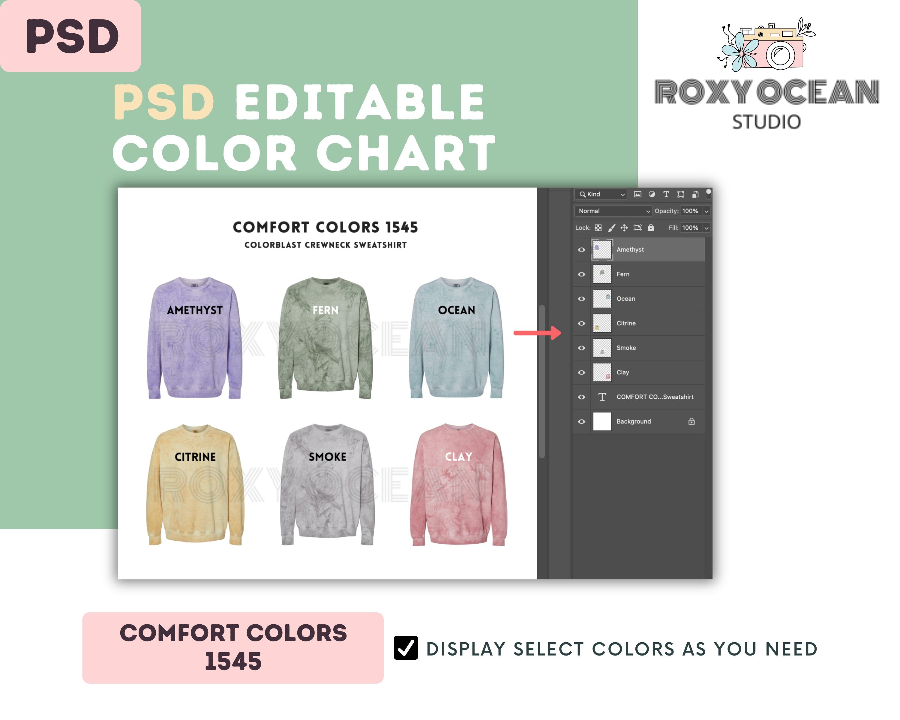 Comfort Colors 1545 Color Size Chart EDITABLE Canva Template 1545 ...