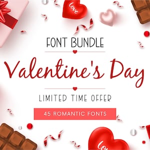 Valentine&#39;s Day Fonts | Font Bundle | Cute Fonts | Love Fonts | Cricut Fonts | Wedding Fonts | Procreate Fonts | Unique Fonts | Heart Fonts
