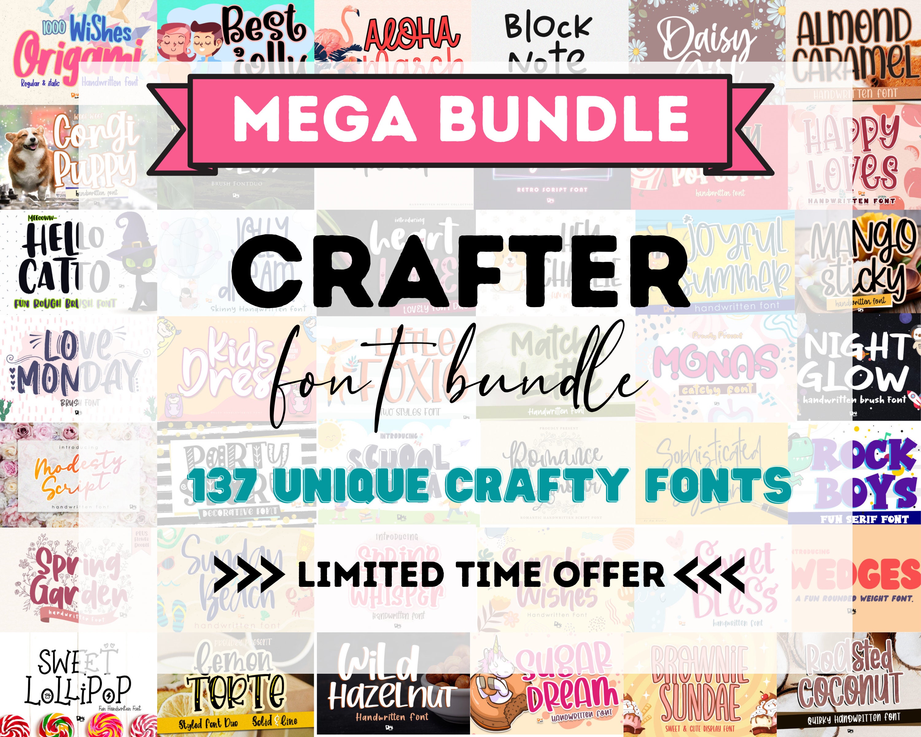 99% OFF Craft Font Bundle 137 Unique Fonts Mega Font Bundle TTF, OTF ...