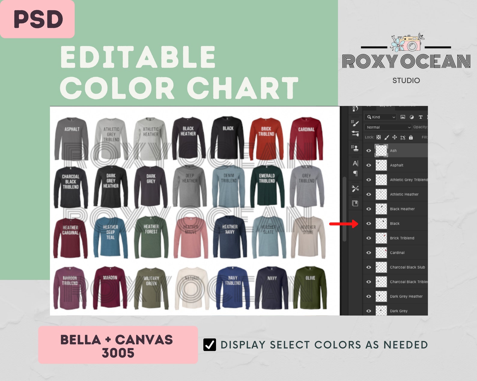 bella canvas 3005 color chart