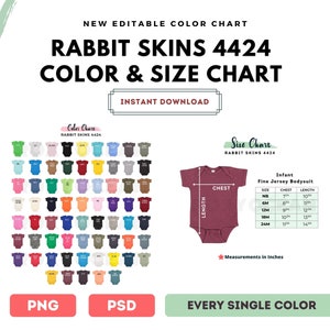 Rabbit Skins 4424 Color Chart Digital File Color and Size - Etsy Ireland