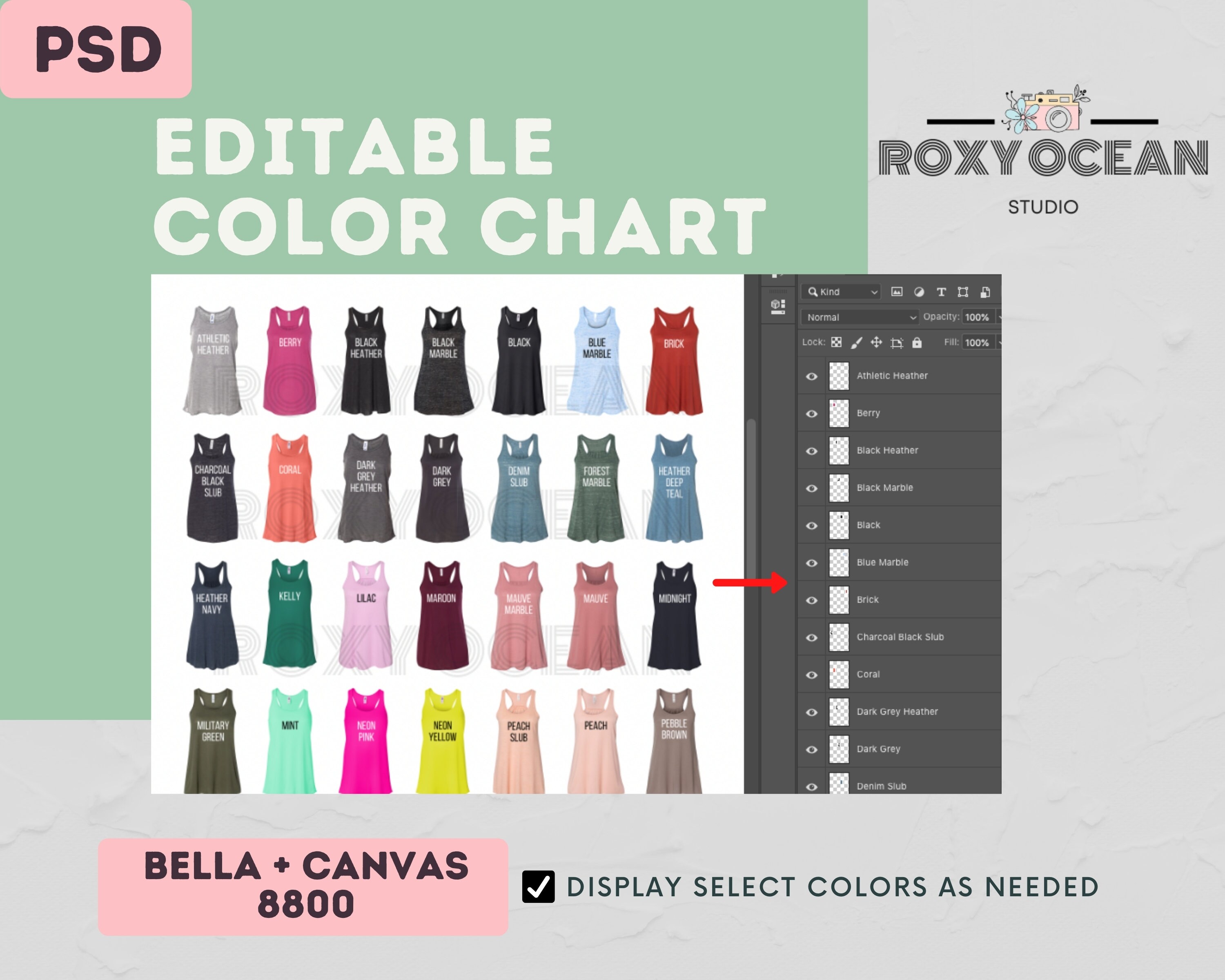 Download Bella Canvas 8800 Color Chart Digital File Color and Size ...