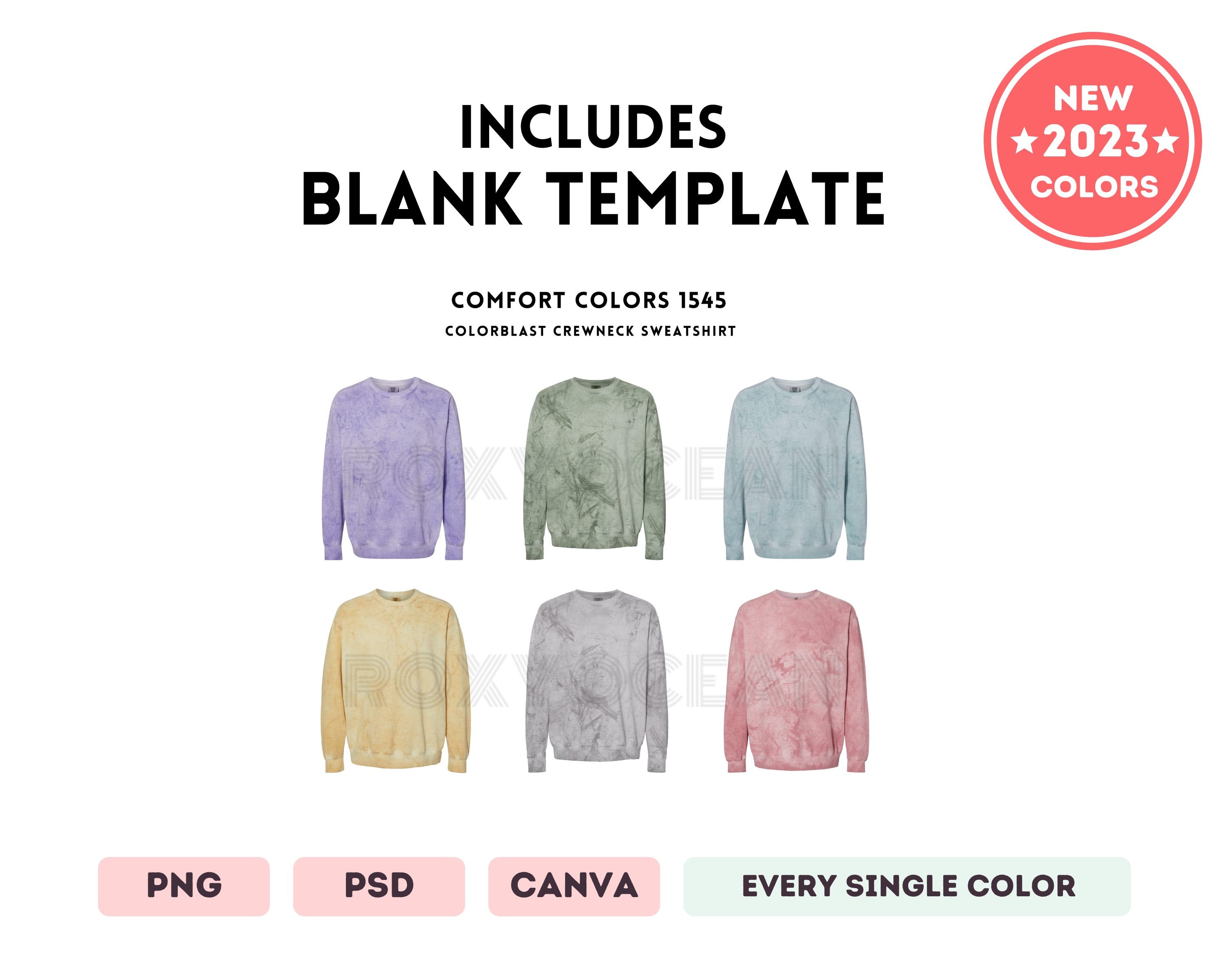 Comfort Colors 1545 Color Size Chart EDITABLE Canva Template 1545