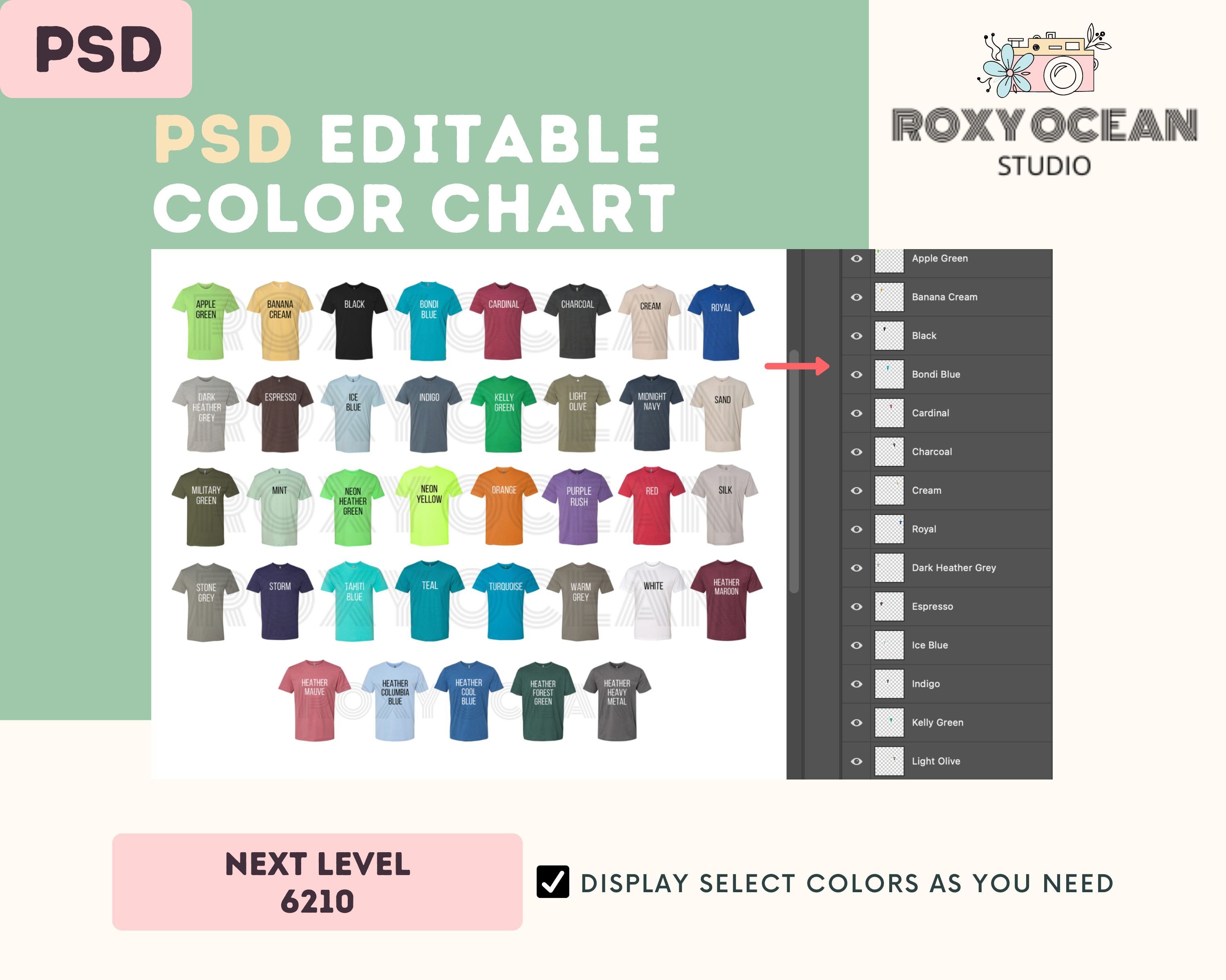 Next Level 6210 Color Size Chart EDITABLE Canva Template 6210 Unisex