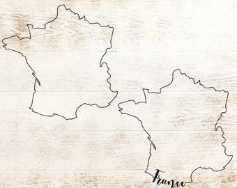 France Outline SVG - France map outline - Country SVG - Europe SVG - French Svg -  Francais Svg Files  - Digital Download