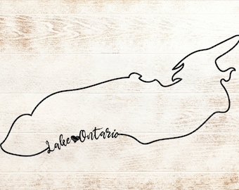 Esquema del lago Ontario SVG - Grandes Lagos SVG - Ontario SVG - Canadá Svg - Casas - Archivos Svg - Descarga digital - Archivos de corte digital
