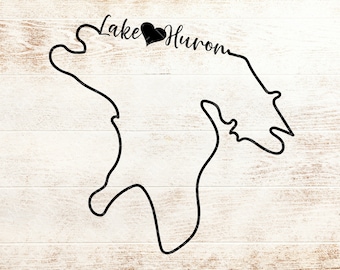Esquema del lago Hurón SVG - Mapa del lago Hurón SVG - Archivo SVG de los Grandes Lagos - Esquema de los Grandes Lagos SVG - Ontario SVG - Canadá SVG - Descarga digital