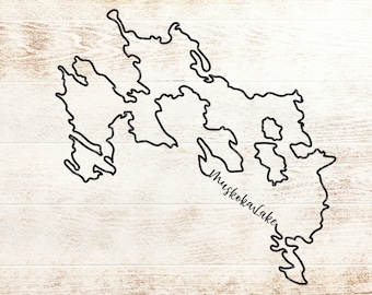 Contorno del lago Muskoka SVG - Muskoka SVG - País de las cabañas - Ontario SVG - nombre - contorno - Canadá Svg - Archivos Svg - Cricut