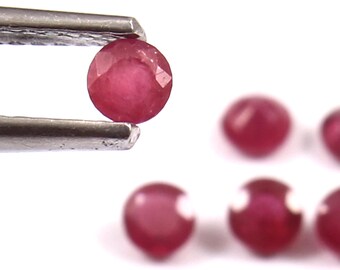 9 Pieces Lot Glass Filled Ruby Faceted Loose Gemstones 3mm Round Shape Ruby Glass Filled Gemstone Cut Stone jewelry making