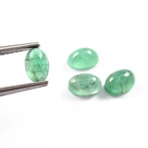 Natural Zambian Emerald Smooth Oval Cabochon Gemstone Loose Zambian Emerald Oval Cabochon - Price Per Lot