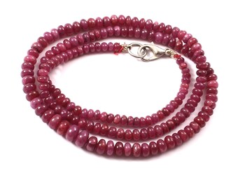 RUBY STONE red Form cabochon  Necklace Natural 5.70mm to 3.20MM Width Ruby Rondelle  Ruby Gemstone Necklace Ruby Beads jewelry