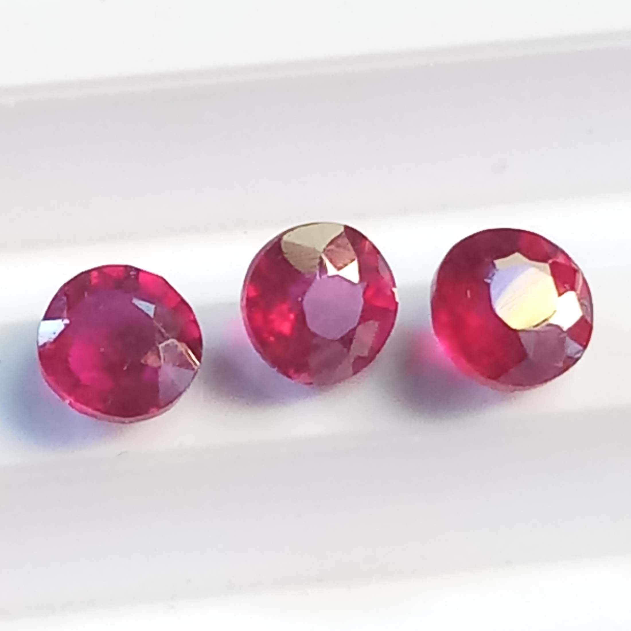 3 pieces Ruby Glass Filled Faceted Round Loose Gemstone Ruby Etsy
