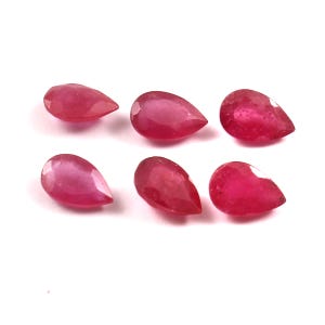 Glass Filled Ruby Gemstone Cut Pear Shape 6 Pcs Ruby Pendants Loose Gemstone 4x6 mm  2.85 Ct Ruby red Gemstone For Making Jewelry