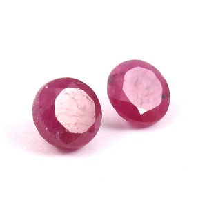 Natural Ruby Round Cut Lot 2 Pcs 1.80 Cts AAA Quality Calibrated Faceted 6x6 MM Loose Gemstone