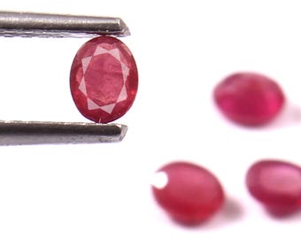 3x4 Glass Filled Ruby Cut Stone, AAA Quality Ruby Glass Filled Ruby, Oval Shape Glass Ruby Faceted Stone loose gemstone For Jewelry Making.