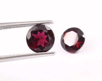 Rhodolite Garnet Round Faceted Pair |Deep Wine Red Natural Garnet Gemstones| best quality Matching Round Cut Loose Stones for Jewelry Making