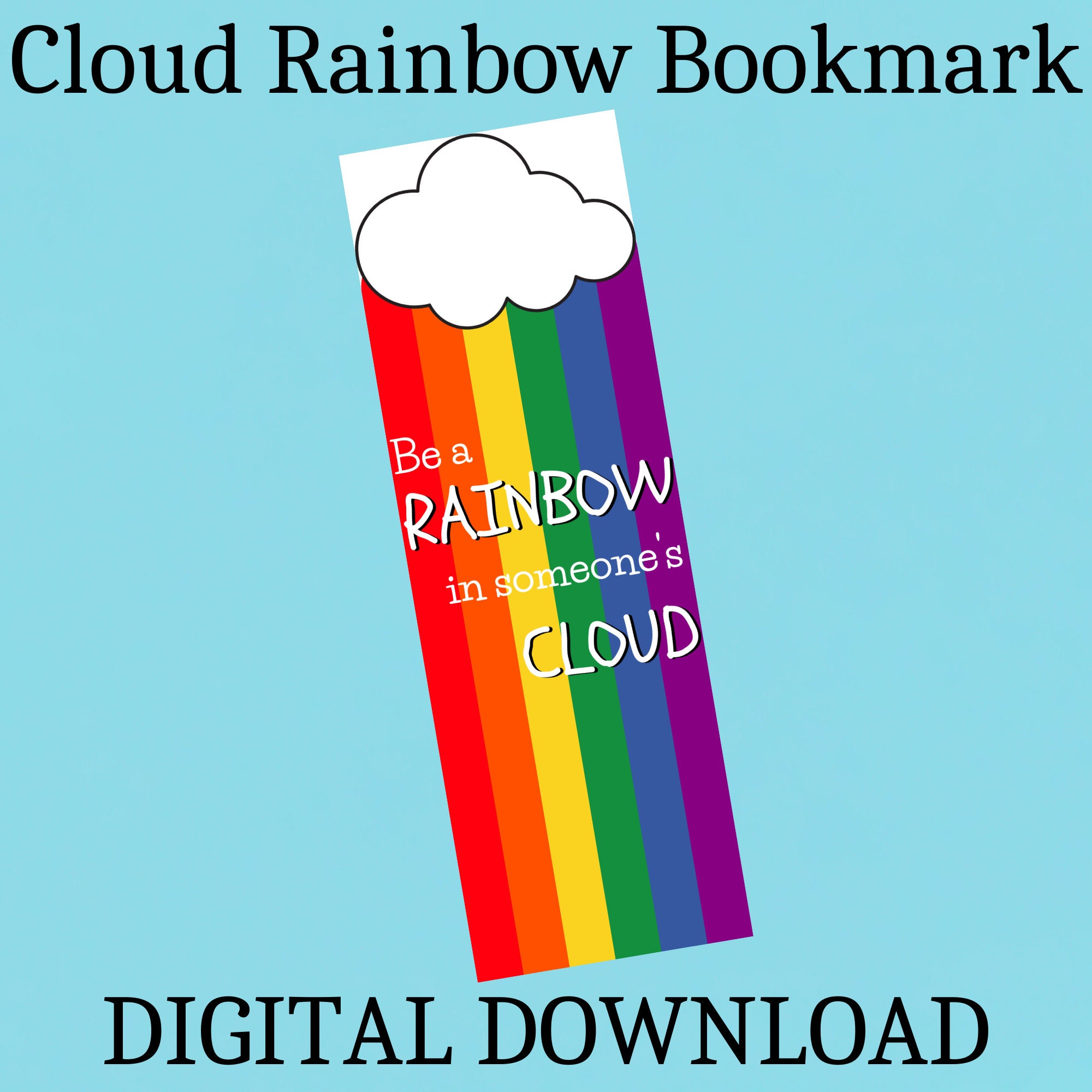 cloud and rainbow bookmark rainbow bookmarkprintable rainbow etsy