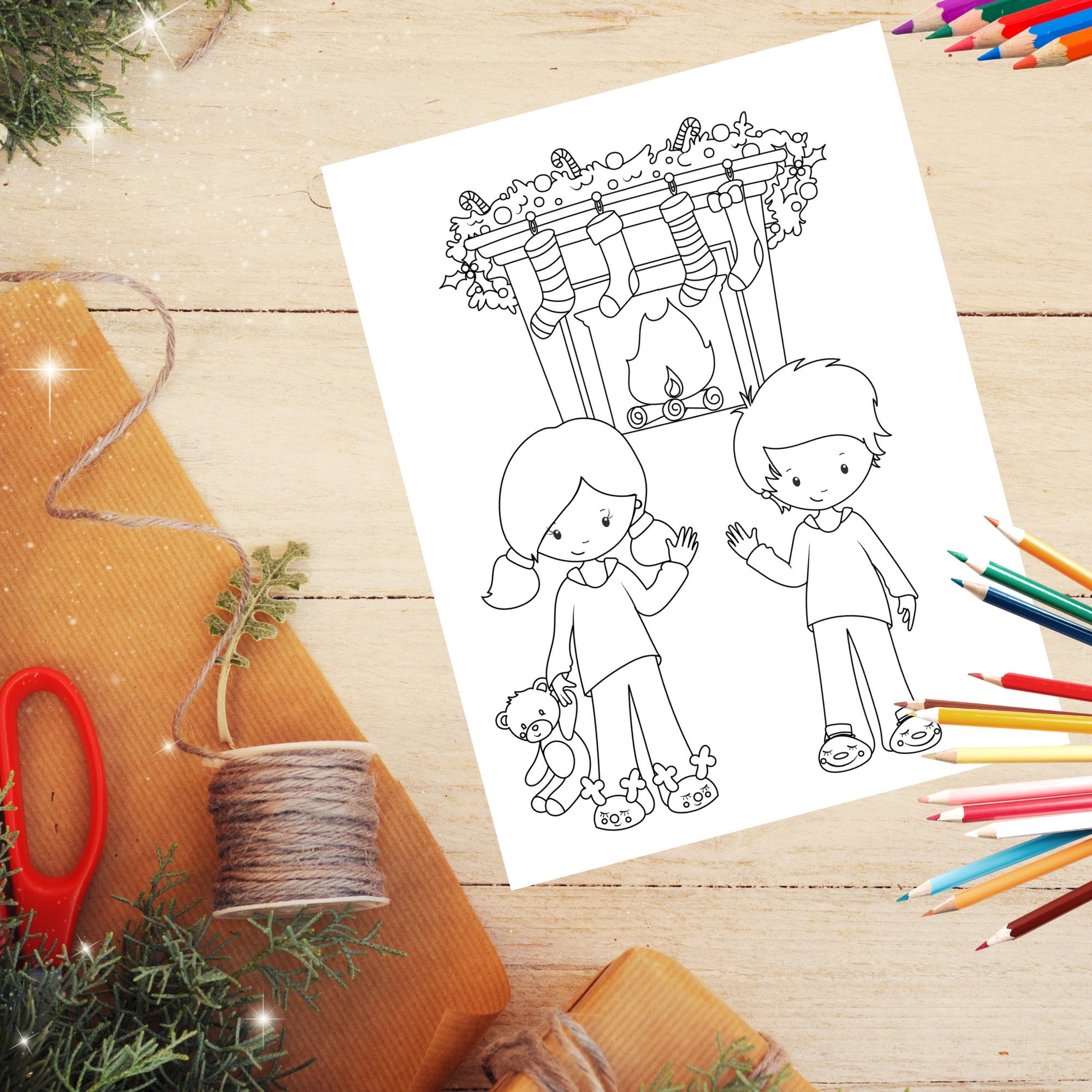 Christmas Kids Coloring Pages Kids Coloring Pages Christmas | Etsy