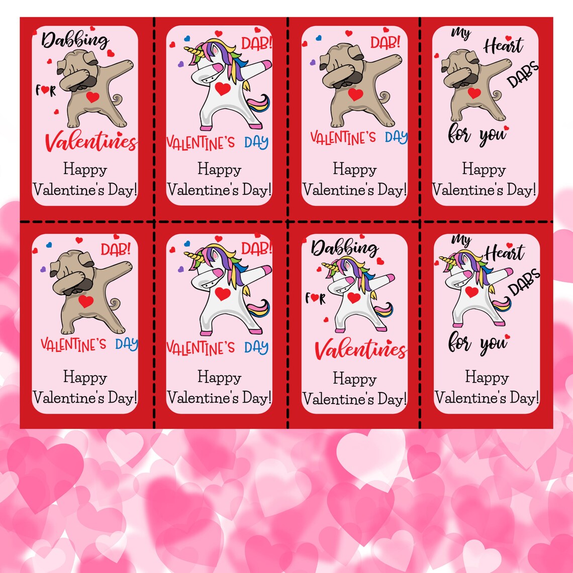 Dabbing Valentine Exchange Cards Valentine Cards for Kids Etsy
