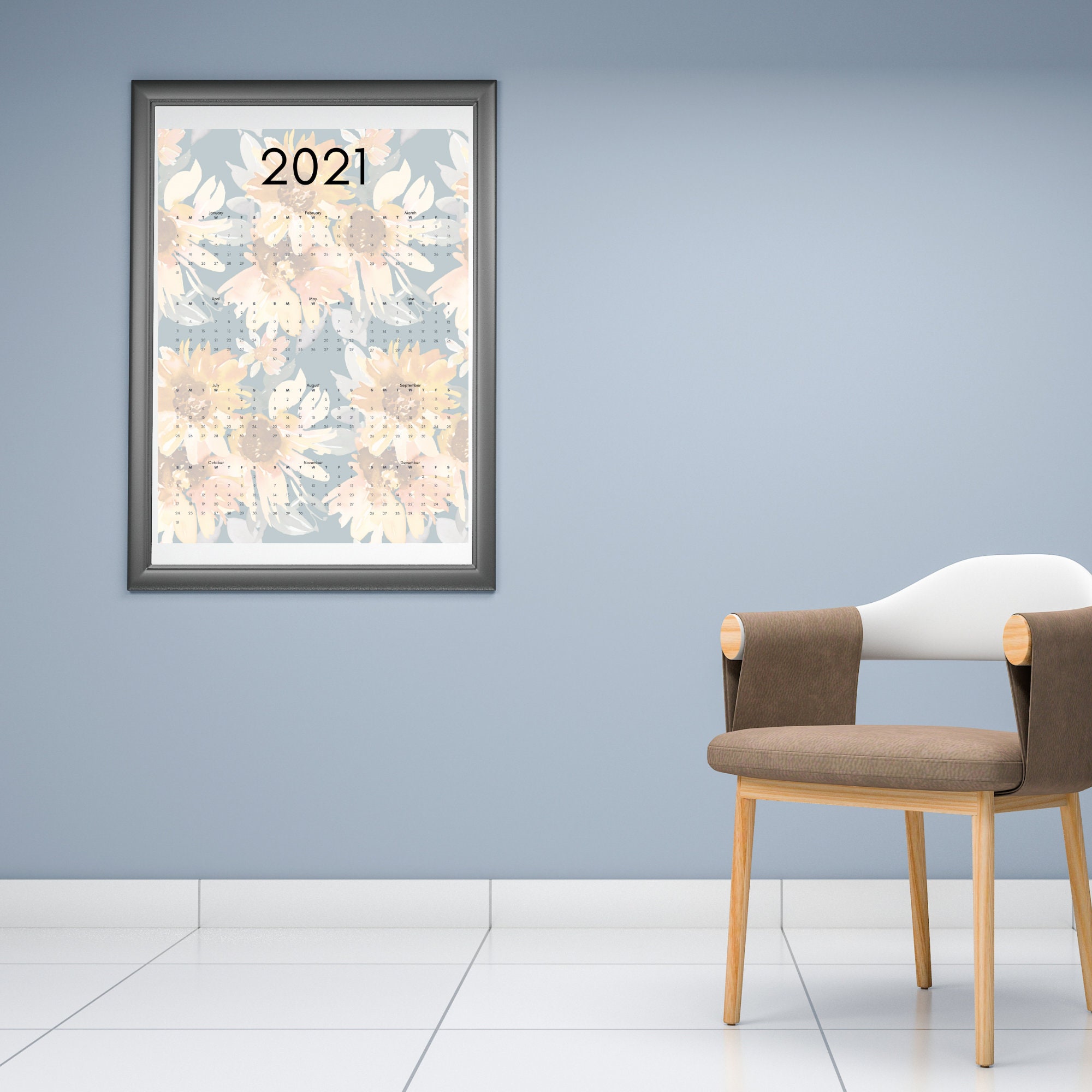 2021 Sunflower Yearly Calendar Sunflower Calendar Yearly | Etsy