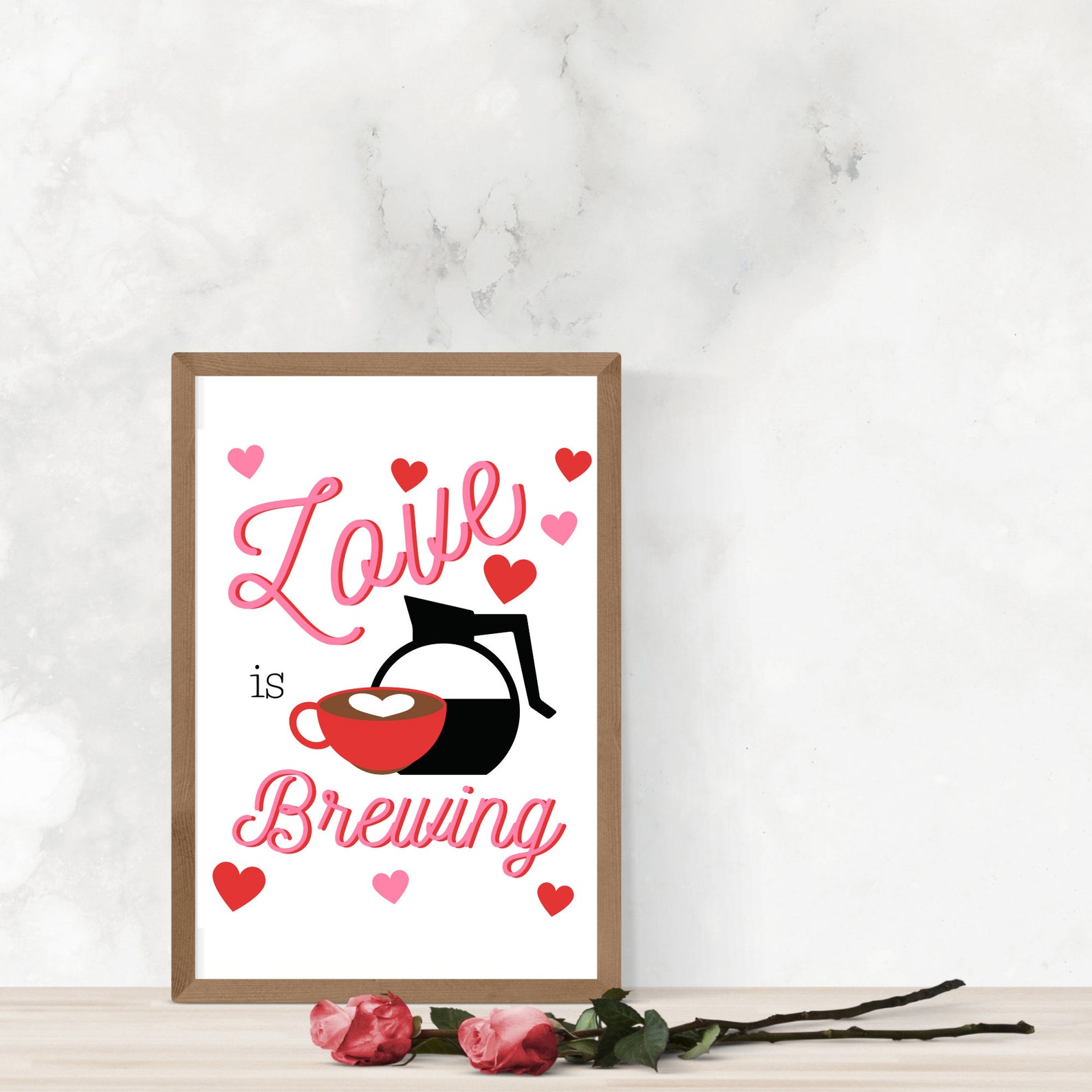 Love is Brewing Wall Art Printable Valentine's Day Wall Etsy