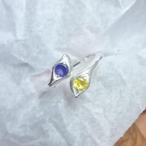 Citrine Amethyst Wrap Ring – Sterling Silver Bypass Gemstone Jewelry