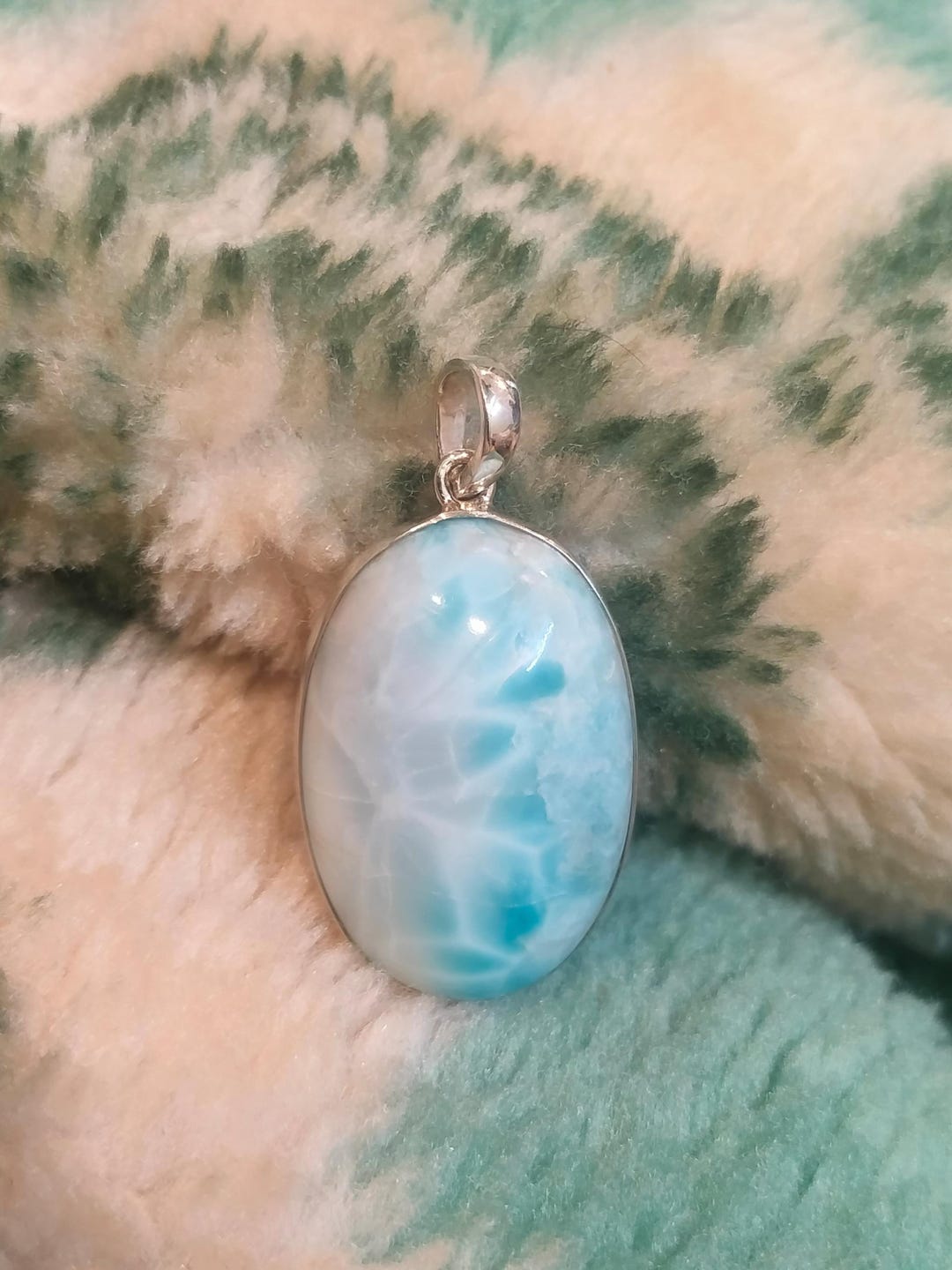 Buy Large Size Larimar Pendant, Big Oval Pendant, Beautiful Pattern ...