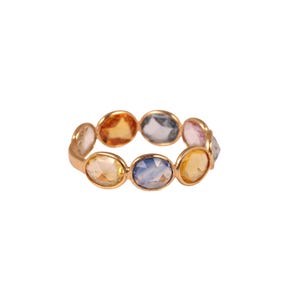 Natural Multi Sapphire Ring Solid 18k Yellow Gold Jewelry, Fine Ring, Handmade Jewelry, Gift For Wife, Woman Ring, Anniversary Band, Gift