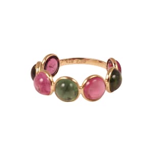 Natural Multi Tourmaline Gemstone Ring, 18k Gold Ring, Solid Yellow Gold Jewelry, Gift For Women, Simple Stackable Ring, Fine Colorful Ring