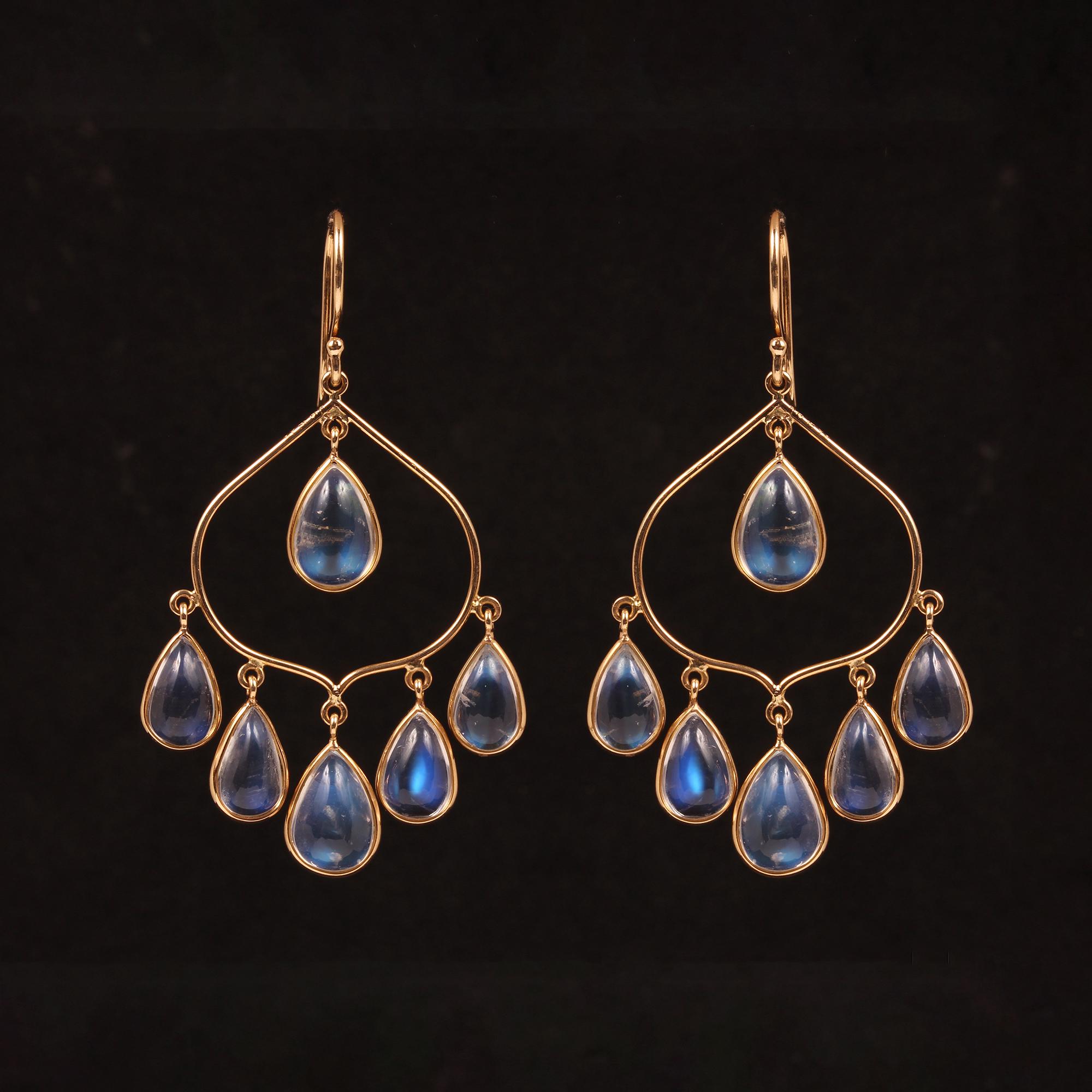 Natural Moonstone Earrings Dangle Solid 18k Yellow Gold Jewelry, Gift For Woman, Dangle Earrings, Wedding Earrings Jewellery, Designer