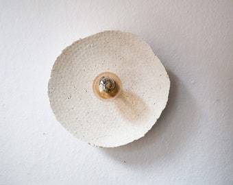 Wall Fixture wabi sabi centered | Japandi Handmade Lamp | Paper Clay  | Stylish Wall Lamp | Sustainable  | Earth Pure Clay | Relief Circle