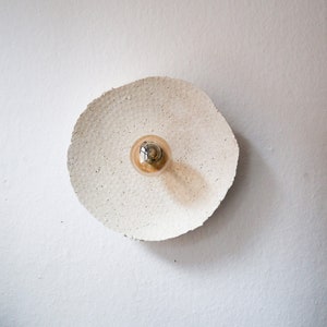 Wall Fixture wabi sabi centered | Japandi Handmade Lamp | Paper Clay  | Stylish Wall Lamp | Sustainable  | Earth Pure Clay | Relief Circle