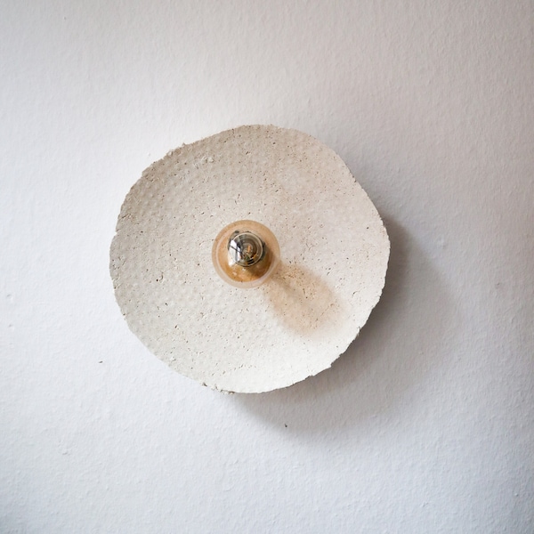 Wall Fixture wabi sabi centered | Japandi Handmade Lamp | Paper Clay  | Stylish Wall Lamp | Sustainable  | Earth Pure Clay | Relief Circle